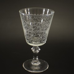Luminarc France CORDIAL GLASS Set 2 Rivoli Series Etched Floral Swirls Vintagage