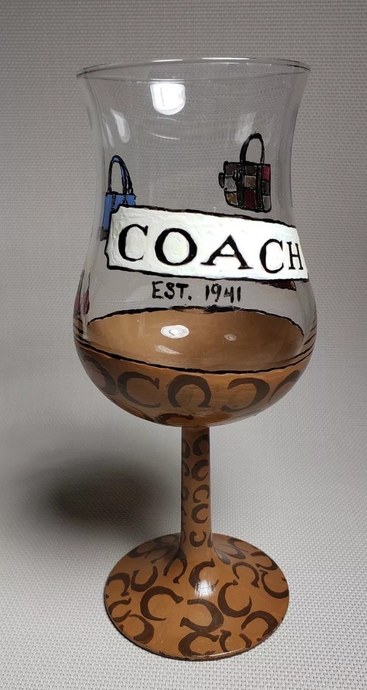 RARE COACH GOBLET BROWN RED WHITE BLACK CLEAR STEMWARE RARE FRANCE 1941