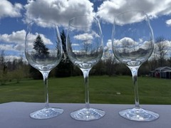 Set of 3 Tiffany & Co Crystal Wine Glasses 8.5” U Shape Bowl EXCELLENT