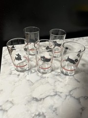 Vintage Scottie Dog Scottish Terrier Juice Glass Set of 5