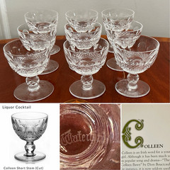 Vintage Set of 9 WATERFORD CRYSTAL Colleen 4 oz. Liquor Cocktail Glasses IRELAND