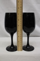 9pc Vintage BLACK AMETHYST 7″ Red & White Wine Glasses and 9″ Champagne Flutes