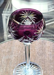Nachtmann Antika pattern Amethyst Cut to Clear Lead Crystal Wine Hock 7″ Germany
