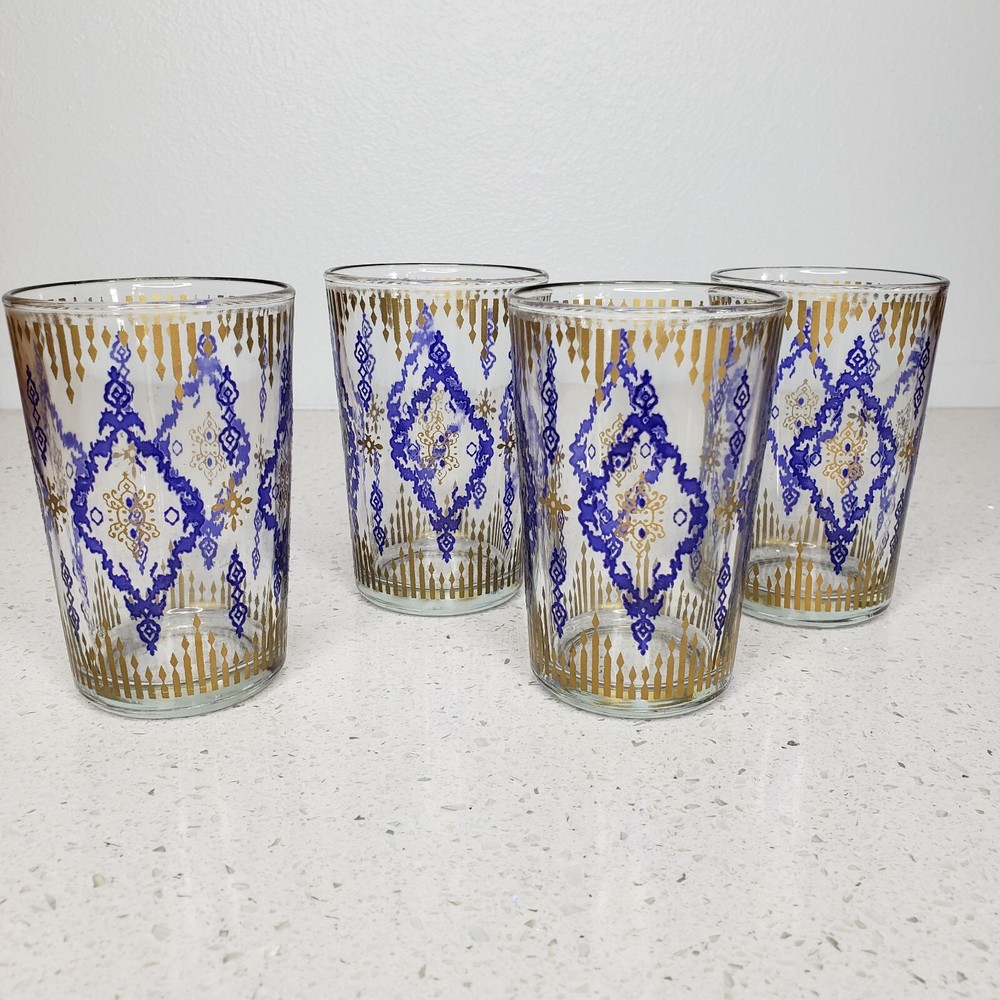 Vintage Mid Century Modern Moroccan Boho Juice Glasses Set Of 4
