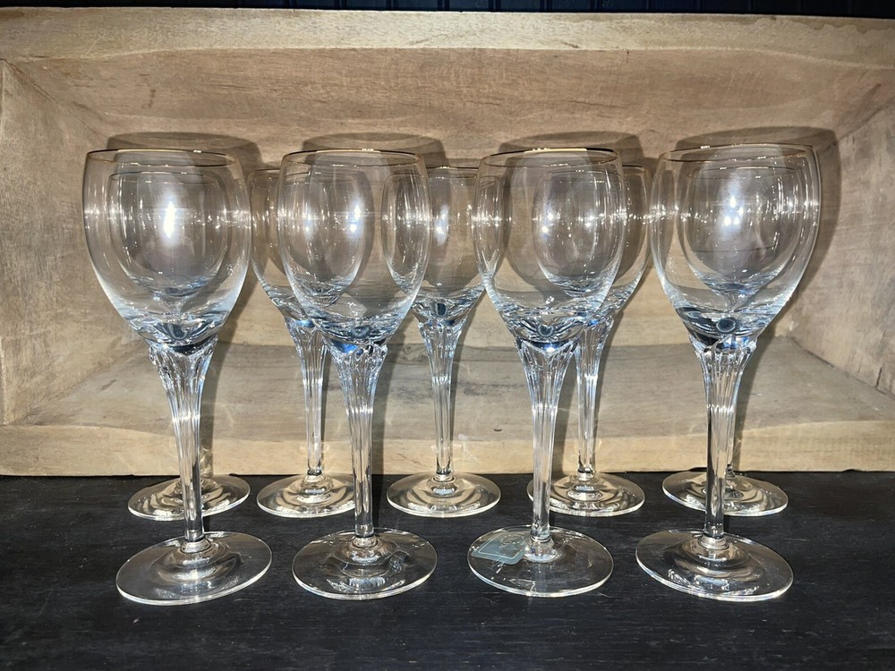 Lenox Crystal Erica Pattern Gold Rim Wine Glass (9)