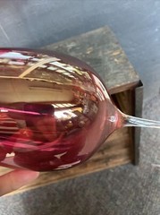 Large balloon tall wine Neiman Marcus red cranberry glasses set of 4 Glass