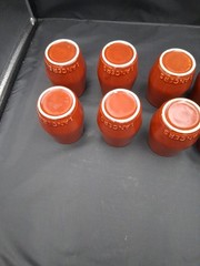 Set of 8: Vintage Lancers Terra Cotta Wine Cups, Brown Glaze, 1970s, Ceramic Mug