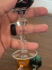 STUNNING SET(3) VTG Lausitzer Multicolored Cut To Clear Crystal Cordials 5.25″H