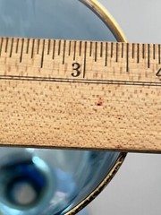 3 Vintage 7.75″ Gold Rim Iridescent Luster Blue Wine Crystal Goblets 10oz