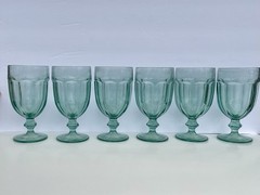 Set of 6 Libbey Duratuff Gibraltar Spanish Green Ice Tea/Water Glasses Goblets