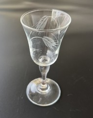 Vintage Set of (4) Etched Wheat Stemmed Glass Cordial Glasses 4″ x 1.75″ Lovely