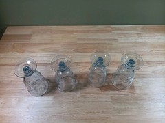 4 Vintage Ice Blue Glass Goblets Raised Leaf Pattern 10oz