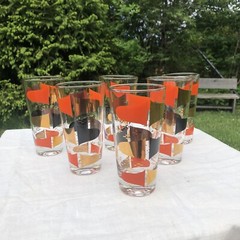 Atomic glasses, 1950’s, MCM, 12oz, High Ball Glasses, Atom Design, Set Of 6
