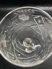 8 Libbey Rock Sharpe Villars Crystal Etched Grape Cordial Wine Sherry Glasses 6”
