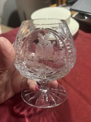 Waterford (?) Crystal Brandy Cognac Snifter Glass 4.5″ Etched Barware HEAVY