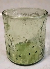 Green Decatur TexGlass Glasses 60’s Thumbprint Seeded Set Of 6 MCM
