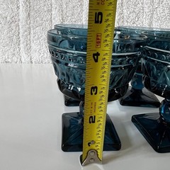 Indiana Glass Vintage Aqua Blue Park Lane Colony Footed Sherbet Glasses 4.4″ MCM