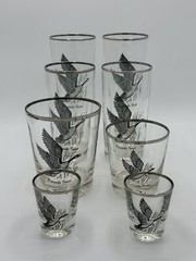 Federal Glass Canada Goose Canvasback Glass Tumblers 14oz-2oz Vintage Set of 8