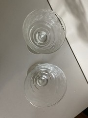 2 Libbey Rock Sharpe Champagne Sherbet Etched Glass App 4-3/4” x 2-7/8” Vintage
