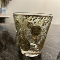 3-Vtg Culver MCM 22K Gold Coins & Ivy Lowball Whiskey Barware Glasses 4″