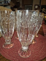 Set Of 6 Shannon Crystal by Godinger- Olympia Crystal Footed Iced Tea Glasses
