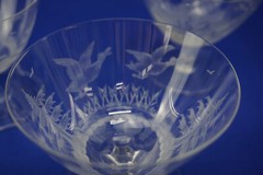 Hunt Safari Animal Scenes-(6) Low Sherbet Champagne Glasses, 3 3/8″ -LOT A (B61)