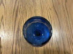 Bohemian Cobalt Blue Cut to Clear Crystal Wine Glass