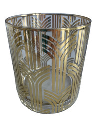Set of 4 Rosanna Art Deco Double Old Fashioned Gilded Gold Glasses