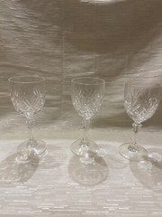 Vintage Cut Criss-Cross & Fan Design Crystal wine goblets Stemware – Set 3 6.25”