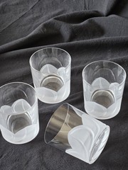 4 Cristal D’Arques J G Durand FLORENCE Frosted Old Fashioned Glasses France