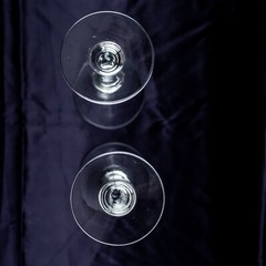 1960’s New York Vintage Crystal Clear Solid Round Coctail Martini Glasses Set 2