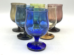 Set of 6 Hand Blown Glass Snifter Glasses 4″ tall Multiple Colors