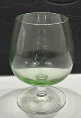 VTG Clear 3” Green Tint Hand Blown Shot Glass Brandy Snifter Barware Man Cave
