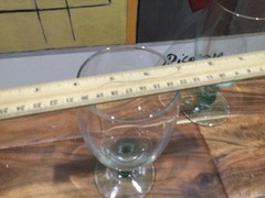 2 Libbey Metropolis Glass Goblets ice tea goblets green stem 7»X3»