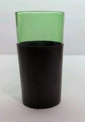Vintage Barware Green Glass Leather Wrapped MCM Replacement