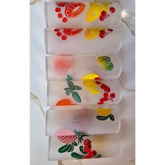Set Of 8 VTG Federal Glass Tall Frosted Fruit Highball Tom Collins MCM Glasses