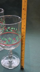 Set of 3 Vintage Arbys Christmas Holly Berry Wine Glasses Bow Stem