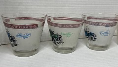 5 Vintage Hazel Atlas Early Classic Cars Frosted lowball glasses