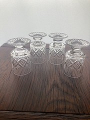 4 Stuart English Cut Crystal Glengarry Cambridge Whiskey Nip Cordial Glass EUC