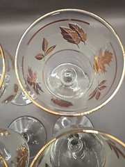 Vtg Set of 4 MCMLibbey Gold Leaf 5 1/2″ 10 oz. Water/Wine Goblets 1960s