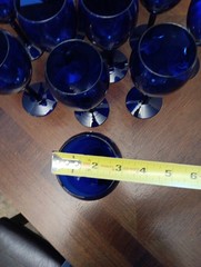 Set of (11 + 1) Pier 1 Solid Cobalt Blue Wine Glasses 12oz 8″ ~Read~