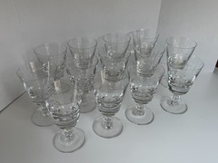 13 Val St Saint Lambert State Plain Water Large Goblet Glass Crystal Vintage