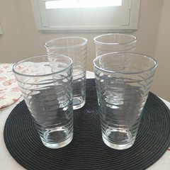 Vintage Libbey Hoops Clear Glass Tumblers w/Inside Banded Hoops Design Set of 4