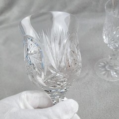 American Cut Eleanor Water Goblets Set Of 2 Crystal Stemware Pinwheel Fan VTG