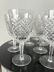 Waterford Alana Water Wine Goblet Glasses Set of 7 legant Vintage Crystal Signed