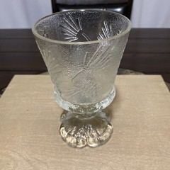 Indiana Tiara Glass CLEAR Ponderosa Pine Cone FOOTED GOBLET 6” Discontinued