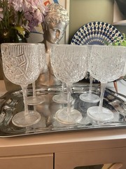Vintage Stotter & Norse Snow Crystal Ice Acrylic Wine Glasses Set of 6 Goblets
