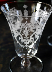 Vtg Set 5 MORGANTOWN VIRGINIA Optic Footed Tumbler Glasses Etched Urn 10 oz Exc