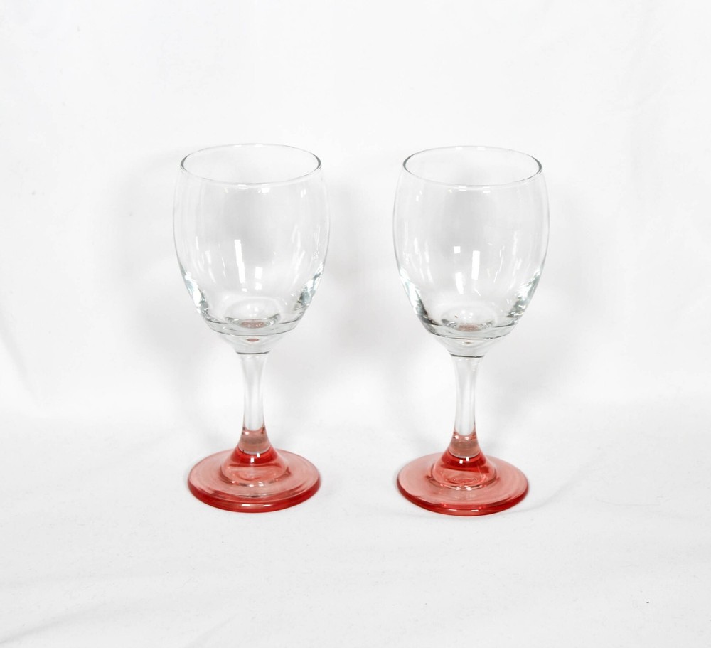 Vintage 1980s Rose Pink Stemmed Wine Glasses | Perfect for Romantic Date Nights