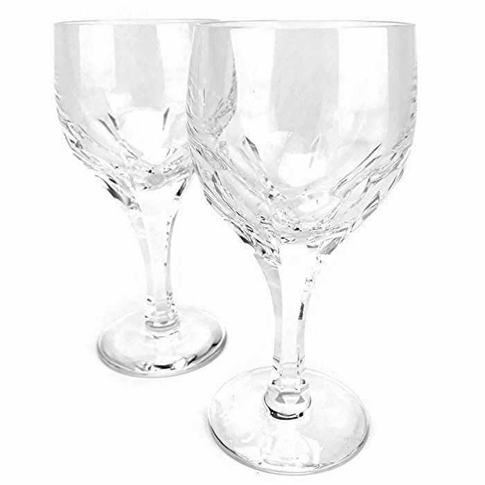 Vista Alegre Wine Glass Evora Cut Crystal Multi Sided 6in 2Pc Set